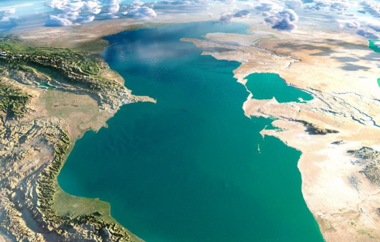 Crossing the Caspian Sea geopolitical route