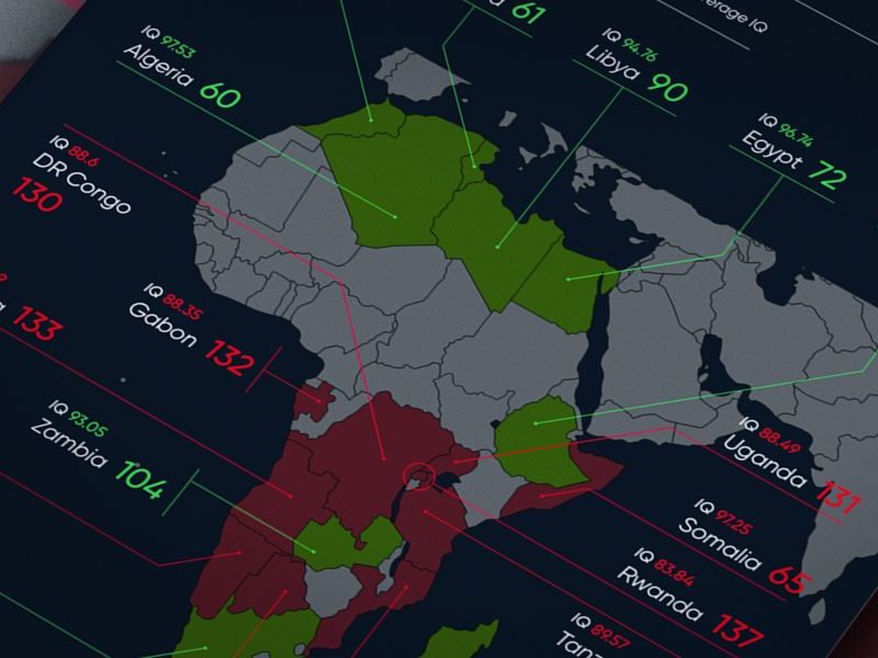 Countries with highest and lowest average IQ levels: Africa